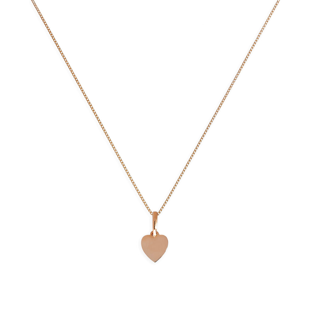 Collier pendentif petit cœur gravable en or rose 9 carats, 40 à 45 cm
