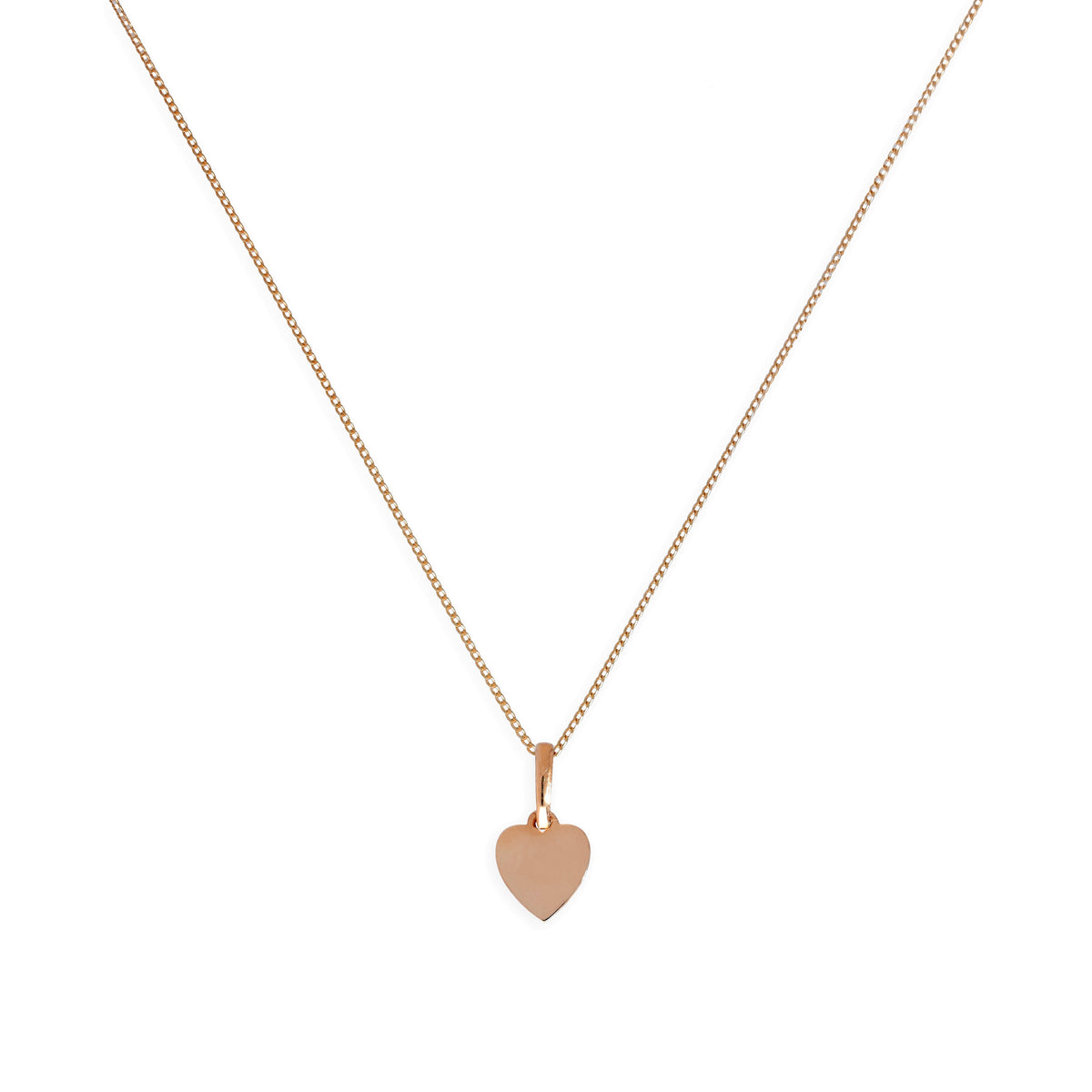 Collier pendentif petit cœur gravable en or rose 9 carats, 40 à 45 cm