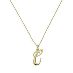 Collier avec pendentif en or 9 carats, lettre C, calligraphie fantaisie, 40 à 50 cm