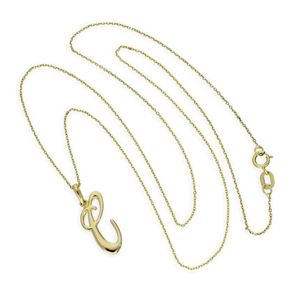 Collier avec pendentif en or 9 carats, lettre C, calligraphie fantaisie, 40 à 50 cm