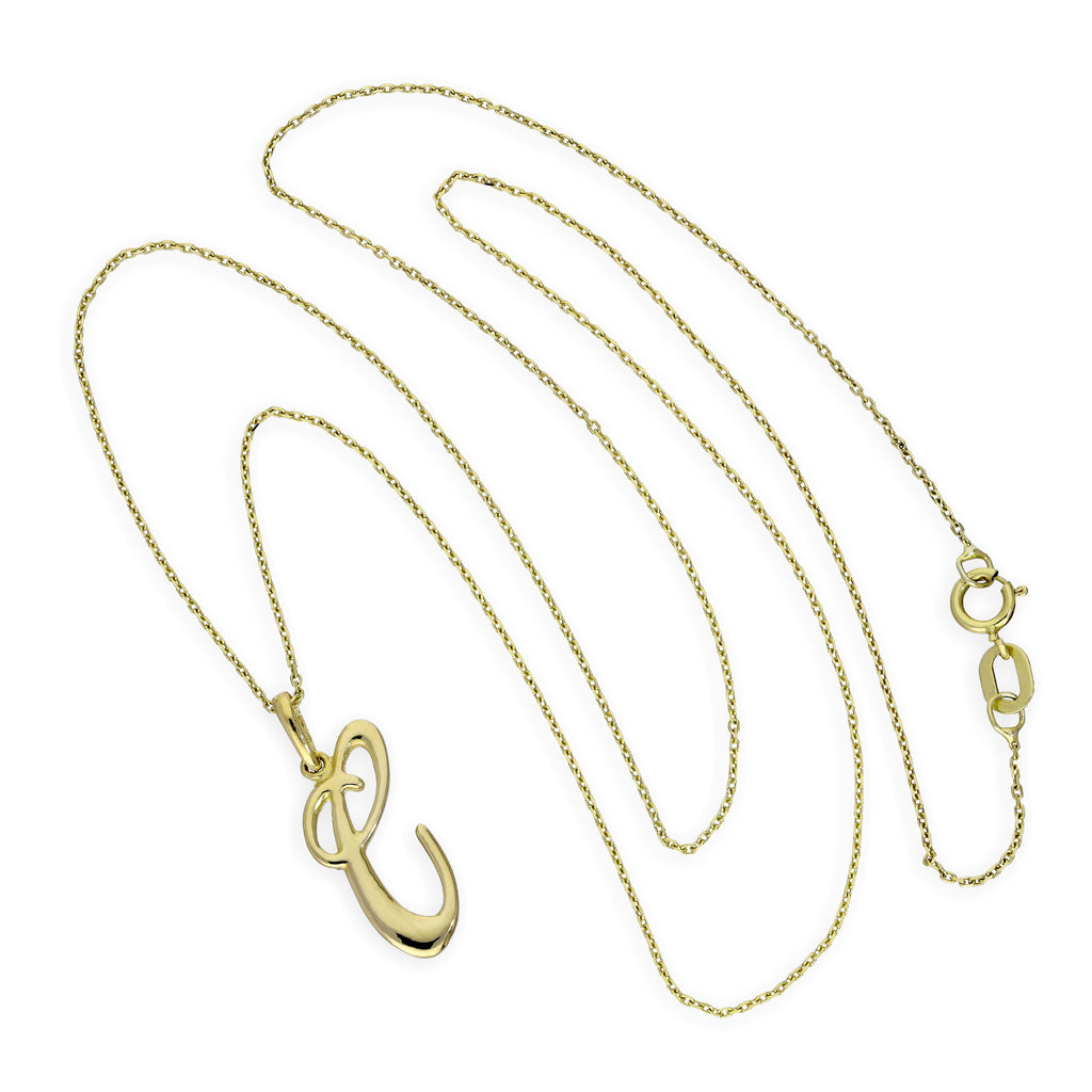 Collier avec pendentif en or 9 carats, lettre C, calligraphie fantaisie, 40 à 50 cm