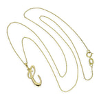 Collier avec pendentif en or 9 carats, lettre C, calligraphie fantaisie, 40 à 50 cm