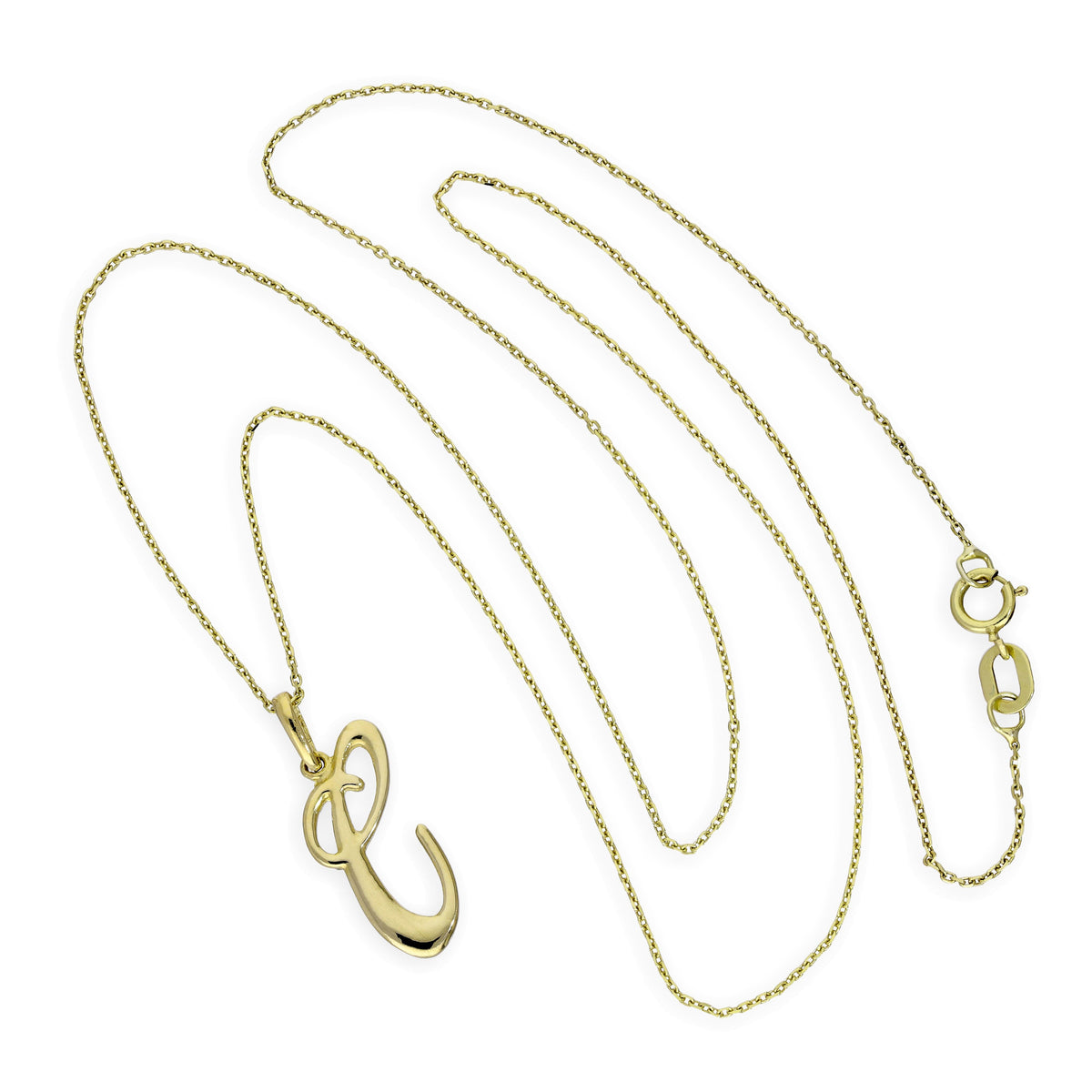 Collier avec pendentif en or 9 carats, lettre C, calligraphie fantaisie, 40 à 50 cm