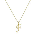Collier avec pendentif en or 9 carats, lettre F, calligraphie fantaisie, 40 à 50 cm