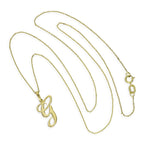 Collier avec pendentif en or 9 carats, lettre G, calligraphie fantaisie, 40 à 50 cm