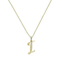 Collier avec pendentif en or 9 carats, lettre I, calligraphie fantaisie, 40 à 50 cm