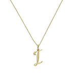 Collier avec pendentif en or 9 carats, lettre I, calligraphie fantaisie, 40 à 50 cm