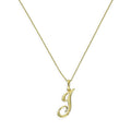 Collier avec pendentif en or 9 carats, lettre J, calligraphie fantaisie, 40 à 50 cm