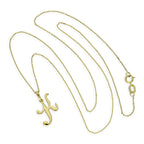 Collier avec pendentif en or 9 carats, lettre K, calligraphie fantaisie, 40 à 50 cm