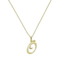 Collier avec pendentif en or 9 carats, motif calligraphie fantaisie, lettre O, 40 à 50 cm