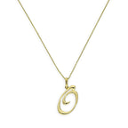 Collier avec pendentif en or 9 carats, motif calligraphie fantaisie, lettre O, 40 à 50 cm