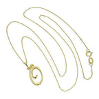 Collier avec pendentif en or 9 carats, motif calligraphie fantaisie, lettre O, 40 à 50 cm