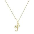 Collier avec pendentif en or 9 carats, lettre P, calligraphie fantaisie, 40 à 50 cm