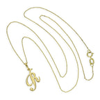 Collier avec pendentif en or 9 carats, lettre R, calligraphie fantaisie, 40 à 50 cm