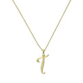 Collier avec pendentif en or 9 carats, motif calligraphie fantaisie, lettre T, 40 à 50 cm