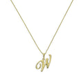 Collier avec pendentif en or 9 carats, lettre W, calligraphie fantaisie, 40 à 50 cm
