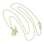 Collier avec pendentif en or 9 carats, lettre W, calligraphie fantaisie, 40 à 50 cm