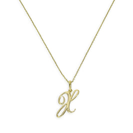 Collier avec pendentif en or 9 carats, lettre X, calligraphie fantaisie, 40 à 50 cm
