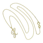 Collier avec pendentif en or 9 carats, lettre X, calligraphie fantaisie, 40 à 50 cm