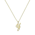 Collier avec pendentif en or 9 carats, lettre Y, calligraphie fantaisie, 40 à 50 cm