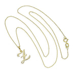 Collier avec pendentif en or 9 carats, lettre Z, calligraphie fantaisie, 40 à 50 cm