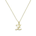 Collier avec pendentif en or 9 carats, lettre Z, calligraphie fantaisie, 40 à 50 cm