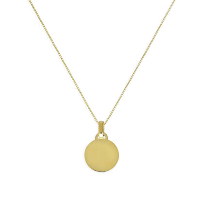 Collier pendentif petit cercle gravable en or 9 carats de 40 à 50 cm