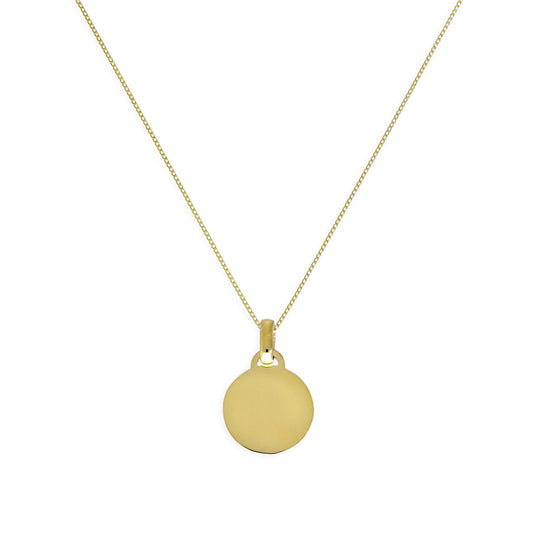 Collier pendentif petit cercle gravable en or 9 carats de 40 à 50 cm