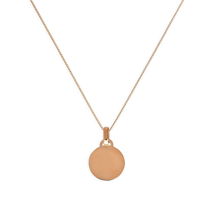 Collier pendentif petit cercle gravable en or rose 9 carats, 40 à 45 cm