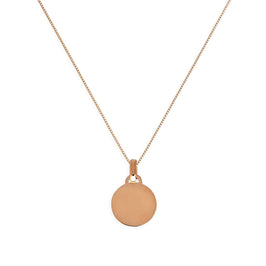Collier pendentif petit cercle gravable en or rose 9 carats, 40 à 45 cm
