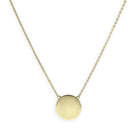 Pendentif rond gravable en or 9 carats avec chaîne de 45 cm