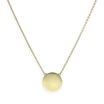 Pendentif rond gravable en or 9 carats avec chaîne de 45 cm