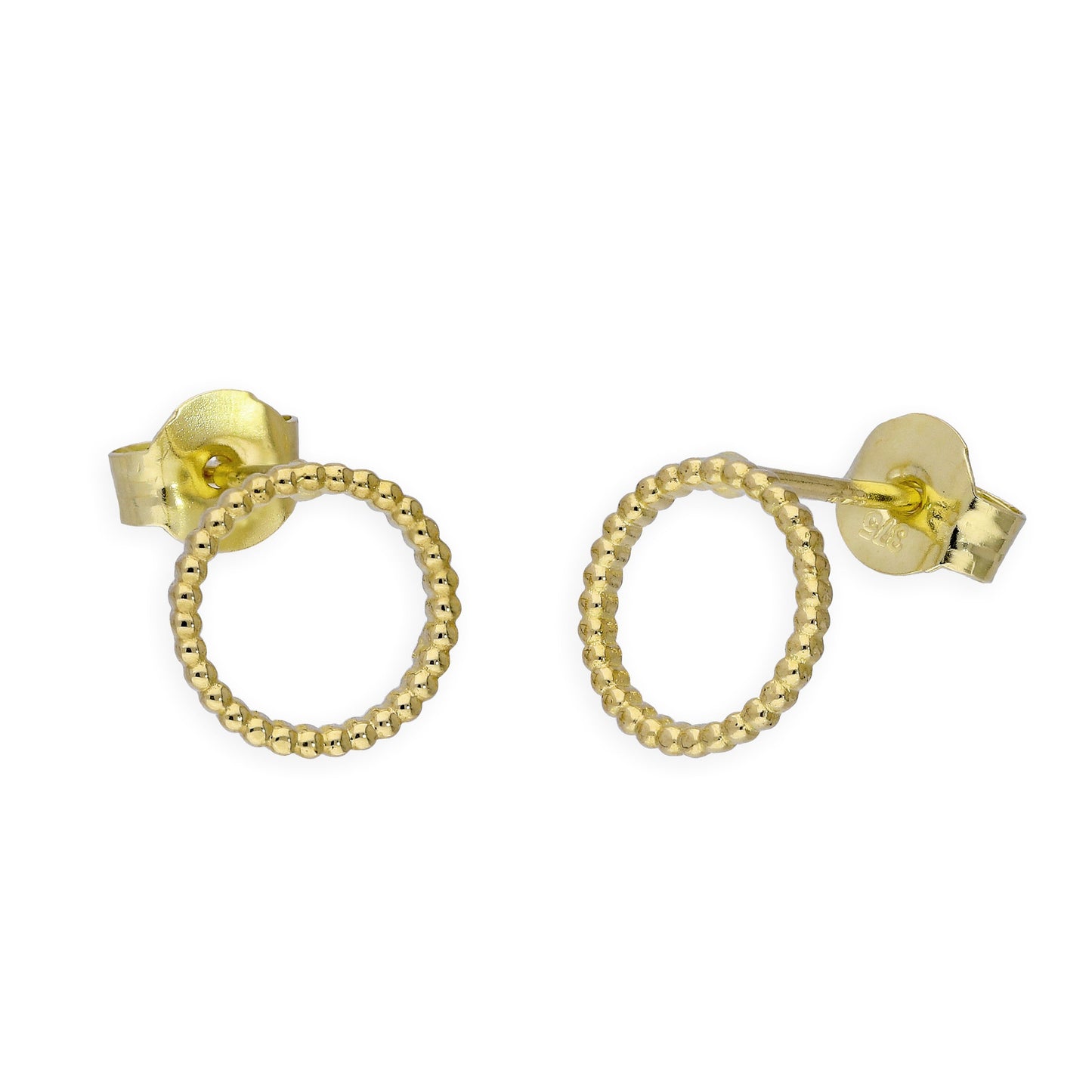 Boucles d'oreilles à tige en or 9 carats avec perles de 7 mm et cercle ouvert Karma