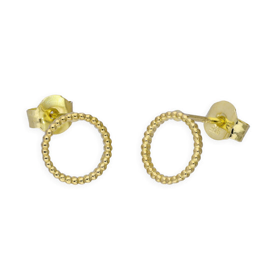 Boucles d'oreilles à tige en or 9 carats avec perles de 7 mm et cercle ouvert Karma