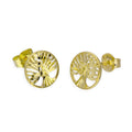 Boucles d'oreilles à tige en or 9 carats avec motif arbre de vie découpé