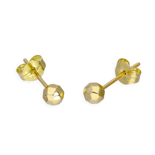 Boucles d'oreilles à tige en or 9 carats avec boules taillées en diamant de 3 mm