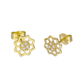 Boucles d'oreilles à tige en or 9 carats et cristaux CZ transparents