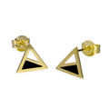 Boucles d'oreilles à tige triangulaires bicolores en or 9 carats et émail noir