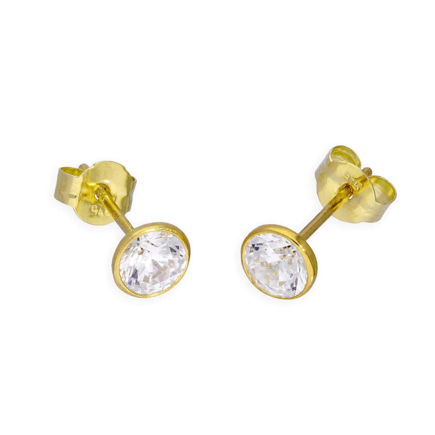 Boucles d'oreilles à tige en or 9 carats et cristal CZ transparent de 5 mm