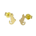 Boucles d'oreilles à tige en or 9 carats en forme de chat assis
