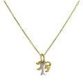 Pendentif chien en or jaune 9 carats avec os en or blanc 9 carats sur chaîne de 40 à 50 cm