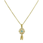 Collier pendentif attrape-rêves en or 9 carats et émail bleu, 40 à 50 cm
