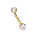 Piercing nombril en or 9 carats et cristal CZ transparent de 6 mm, calibre 15