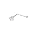 Piercing de nez en or blanc 9 carats et cristal CZ transparent de 3 mm, calibre 22