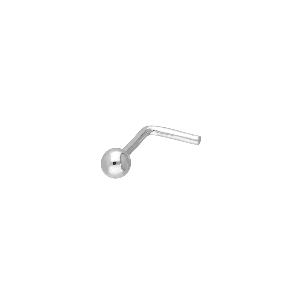 Clou de nez en or blanc 9 carats calibre 20 avec boule de 3 mm