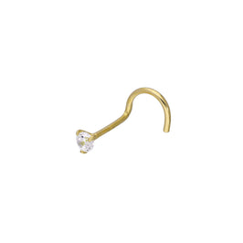 Vis de nez en or 9 carats et cristal CZ transparent de 2 mm, calibre 22