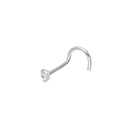 Vis de nez en or blanc 9 carats et cristal CZ transparent de 2 mm, calibre 22