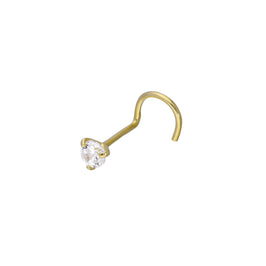 Vis de nez en or 9 carats et cristal CZ transparent de 3 mm, calibre 22