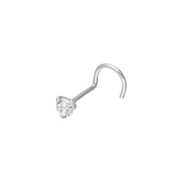 Vis de nez en or blanc 9 carats et cristal CZ transparent de 3 mm, calibre 22