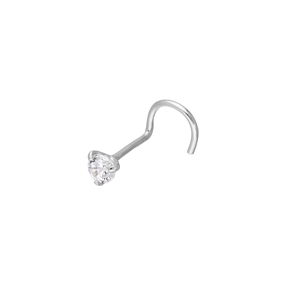 Vis de nez en or blanc 9 carats et cristal CZ transparent de 3 mm, calibre 22